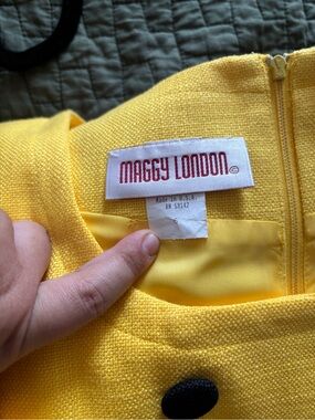 Vintage Maggy London Dress Size 6 Style 84530 Colorblock Yellow Black 80s 90s